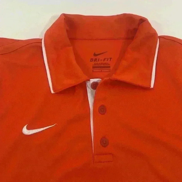 NIKE DRI FIT MENS SHORT SLEEVE GOLF SHIRT ORANGE WHITE‎ SIZE SMALL - Picture 3 of 9